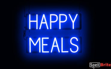 HAPPY MEALS sign, featuring LED lights that look like neon HAPPY MEALS signs