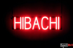 HIBACHI sign, featuring LED lights that look like neon HIBACHI signs