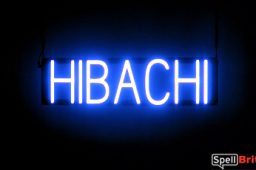 HIBACHI sign, featuring LED lights that look like neon HIBACHI signs