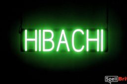 HIBACHI sign, featuring LED lights that look like neon HIBACHI signs