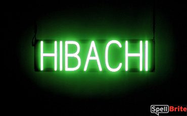 HIBACHI sign, featuring LED lights that look like neon HIBACHI signs