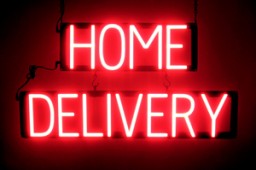 HOME DELIVERY lighted LED signs that look like neon signage for your restaurant