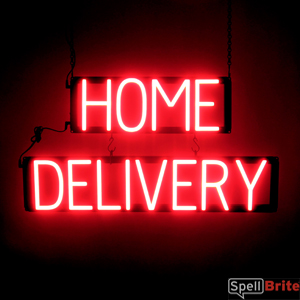 HOME DELIVERY lighted LED signs that look like neon signage for your restaurant