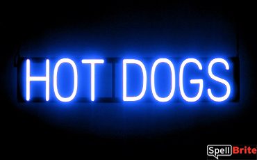 HOT DOGS sign, featuring LED lights that look like neon HOT DOG signs