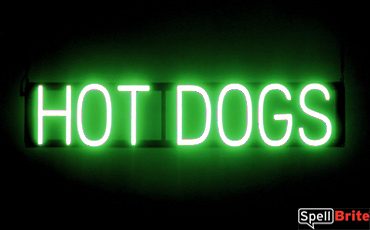 HOT DOGS sign, featuring LED lights that look like neon HOT DOG signs