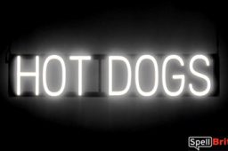 HOT DOGS sign, featuring LED lights that look like neon HOT DOG signs