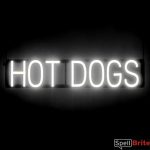 HOT DOGS sign, featuring LED lights that look like neon HOT DOG signs