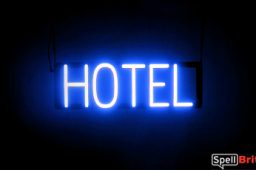 HOTEL sign, featuring LED lights that look like neon HOTEL signs