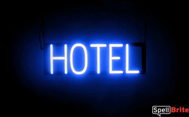 HOTEL sign, featuring LED lights that look like neon HOTEL signs