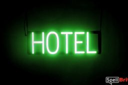 HOTEL sign, featuring LED lights that look like neon HOTEL signs