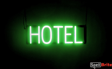 HOTEL sign, featuring LED lights that look like neon HOTEL signs