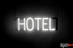 HOTEL sign, featuring LED lights that look like neon HOTEL signs
