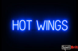 HOT WINGS sign, featuring LED lights that look like neon HOT WINGS signs