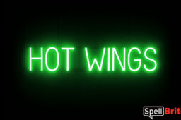 HOT WINGS sign, featuring LED lights that look like neon HOT WINGS signs