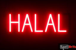 HALAL sign, featuring LED lights that look like neon HALAL signs