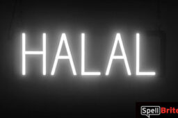 HALAL sign, featuring LED lights that look like neon HALAL signs