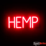 HEMP sign, featuring LED lights that look like neon HEMP signs