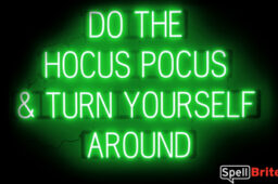 HOCUS POCUS sign, featuring LED lights that look like neon HOCUS POCUS signs