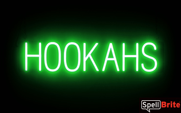 HOOKAHS sign, featuring LED lights that look like neon HOOKAHS signs