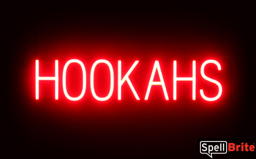 HOOKAHS Sign - SpellBrite's LED Sign Alternative to Neon HOOKAHS Signs for Smoke Shops in Red
