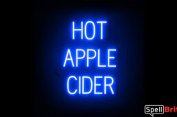 HOT APPLE CIDER Sign – SpellBrite’s LED Sign Alternative to Neon HOT APPLE CIDER Signs for Fall and other holidays in Blue