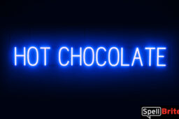 HOT CHOCOLATE Sign – SpellBrite’s LED Sign Alternative to Neon HOT CHOCOLATE Signs for Winter and Other Holidays in Blue
