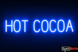 HOT COCOA Sign – SpellBrite’s LED Sign Alternative to Neon HOT COCOA Signs for Cafes in Blue