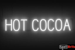 HOT COCOA sign, featuring LED lights that look like neon HOT COCOA signs