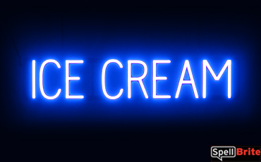 ICE CREAM Sign – SpellBrite’s LED Sign Alternative to Neon ICE CREAM Signs for Resturants in Blue