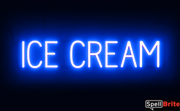 ICE CREAM sign, featuring LED lights that look like neon ICE CREAM signs