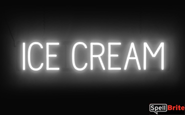 ICE CREAM sign, featuring LED lights that look like neon ICE CREAM signs