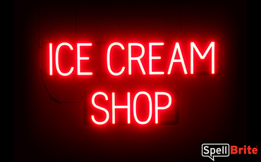 ICE CREAM SHOP sign, featuring LED lights that look like neon ICE CREAM SHOP signs