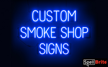 SMOKE SHOP sign, featuring LED lights that look like neon SMOKE SHOP signs