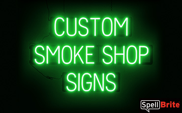 SMOKE SHOP sign, featuring LED lights that look like neon SMOKE SHOP signs