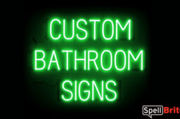 BATHROOM sign, featuring LED lights that look like neon BATHROOM signs