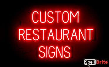 RESTAURANT sign, featuring LED lights that look like neon RESTAURANT signs