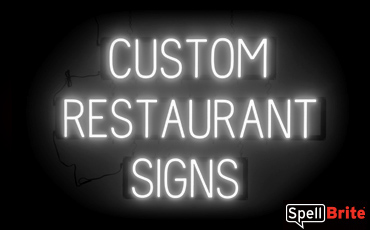 RESTAURANT sign, featuring LED lights that look like neon RESTAURANT signs