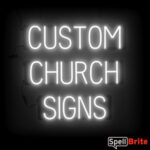 CHURCH sign, featuring LED lights that look like neon CHURCH signs