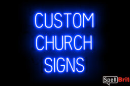 CHURCH sign, featuring LED lights that look like neon CHURCH signs