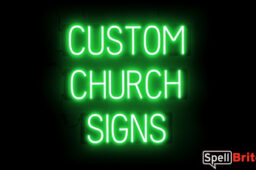 CHURCH sign, featuring LED lights that look like neon CHURCH signs