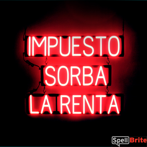 IMPUESTO SORBA LA RENTA lighted LED signs that use changeable letters to make business signs
