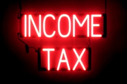 INCOME TAX lighted LED signage that is an alternative to neon signage for your business