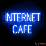 INTERNET CAFE sign, featuring LED lights that look like neon INTERNET CAFE signs