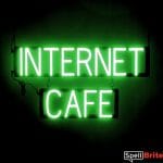INTERNET CAFE sign, featuring LED lights that look like neon INTERNET CAFE signs