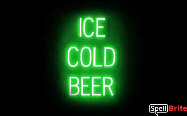 ICE COLD BEER sign, featuring LED lights that look like neon ICE COLD BEER signs