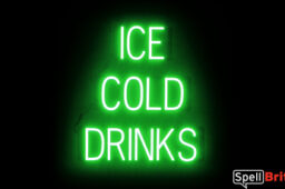 ICE COLD DRINKS sign, featuring LED lights that look like neon ICE COLD DRINKS signs
