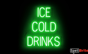 ICE COLD DRINKS sign, featuring LED lights that look like neon ICE COLD DRINKS signs