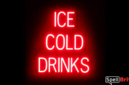 ICE COLD DRINKS sign, featuring LED lights that look like neon ICE COLD DRINKS signs