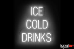 ICE COLD DRINKS sign, featuring LED lights that look like neon ICE COLD DRINKS signs