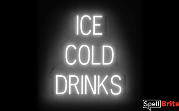 ICE COLD DRINKS sign, featuring LED lights that look like neon ICE COLD DRINKS signs